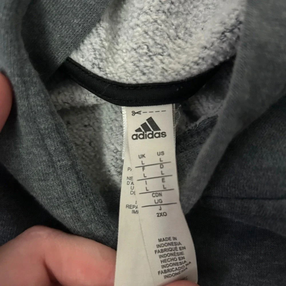Adidas Gray Pullover Hoodie‎ Big Logo Sweatshirt Hooded Athleisure